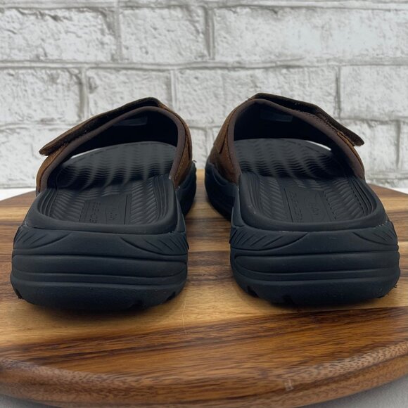 Skechers ArchFit Motley Mens 12 Brown Black Leather Revelo Slide Sandals - Picture 4 of 15